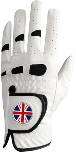 AMRTA Golf Gloves Men Left Right Hand With Ball Marker Leather 1 Pack, Right Handed Golfer Gloves Anti-slip Grip Soft Comfortable Breathable (S, Left)