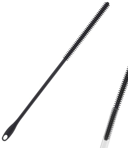 Brosse de Nettoyage pour Paille, 24cm Brosse Paille Goupillon Paille Silicone Extra Longue et Réutilisable Flexible de 10mm Brosse de Paille pour Pailles en Métal et en Verre Couvercle de Boisson