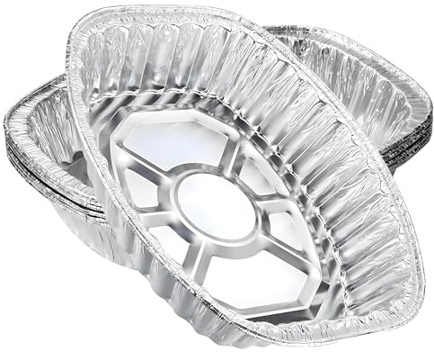 Frostella Large Oval Foil Containers (Pack of 6) | Heavy Duty Aluminium Trays for Roasting Baking BBQ | Oven Safe Recyclable Food Storage Meal Prep Catering