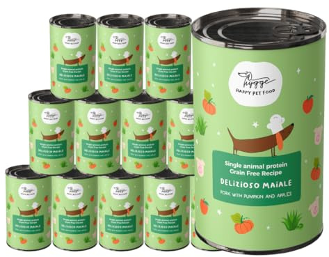 Hygge Dog Cibo Umido per Cani Monoproteico al Maiale | Con Patate e Finocchietto | Cibo Per Cane Adulto | Senza Cereali, Ideale per Dogs Sensibili | Prodotto in Italia | 12 x 400g