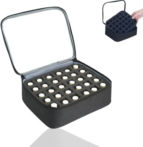 Sightday 30 Bottle Nail Polish Organiser,Nail Varnish Storage(15ml/0.5 fl.oz),Clear Nail Polish Storage,Removable Compartment Multifunctional Bag for Cosmetic,Travel,Makeup (Black)
