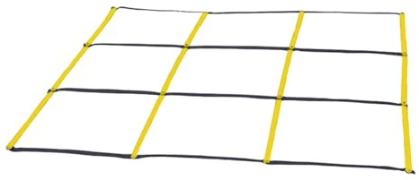 Okiyakusama Escalera de Entrenamiento de Fútbol para Perfeccionar Coordinación Y Velocidad Material PP Y Cinta Resistente Plegable Adecuada para Entrenamiento Fís, Amarillo