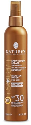 Nature's Solskydd, transparent solskyddsspray SPF 30, solskydd kropp, snabb absorption, vattentålig, 200 ml