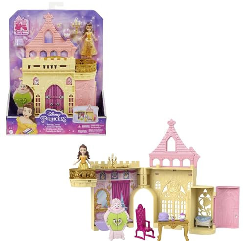 Mattel DISNEY Belles Schloss - Inspiriert von Die Schöne und das Biest, Puppenhaus-Spielset, Reisespielzeug und Geschenke für Kinder, HPW94 HLW94