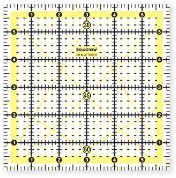 Liquidraw Square Quilting Ruler, Transparent Acrylic, 6 x 6in