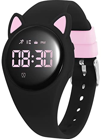 Bigmeda Kids Watch, Digital Watch, Sport Watch with Alarm Clock, Stopwatch, Waterproof Fitness Tracker with No App for Ages 5-12 Children (MEHeipin-Black Pink)