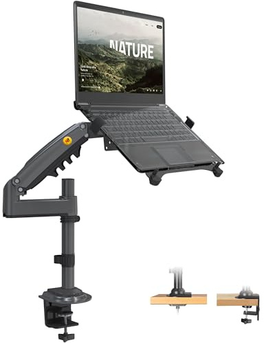 NB North Bayou Laptop Mount with Adjustable Tray for 13-17 Inch Notebook, Monitor Arm Desk Mount for 17 to 32 Inch Computer Screen, Laptop Arm VESA 75 & 100 mm H100-FP