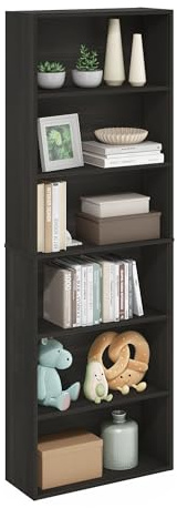Furinno JAYA Simply Home Free Standing 6-Tier Open Storage Bookcase, Espresso