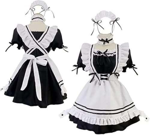 KOLENSA Disfraz de sirvienta japonesa de anime para mujer, vestido de cosplay para niñas, delantal francés