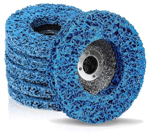 6 discos de limpieza gruesos de 100 mm de diámetro para eliminar el óxido, fieltro de limpieza CSD de nailon CBS para amoladora angular, eliminador de óxido para Flex azul (100 mm – 4 pulgadas)