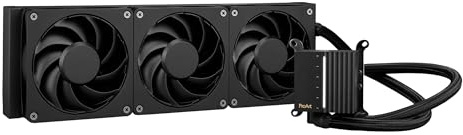 ASUS ProArt LC 360 all-in-one AIO CPU liquid cooler AMD AM4 AM5 & Intel LGA 1700, 1200, 115X support, with illuminated system status meter and three matte black Alphacool Apex Stealth Metal Power fans