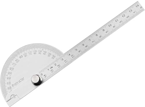BIKPRST Rapporteur De 180 Degrés, Règle D'Angle Réglable Pour Dessiner Et Mesurer,Acier Inoxydable Protractor, Rapporteur D'Angle À Tête Ronde, Goniomètre À Rapporteur, Règle D'Angle Réglable