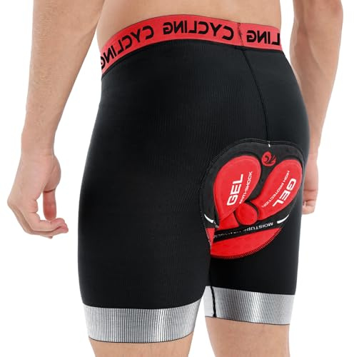 Tedila Men's Cycling Shorts with 5D Gel Padded Cycling Shorts Breathable Quick-Drying Cycling Shorts MTB Road Bike Trousers Cycling, black/red, M