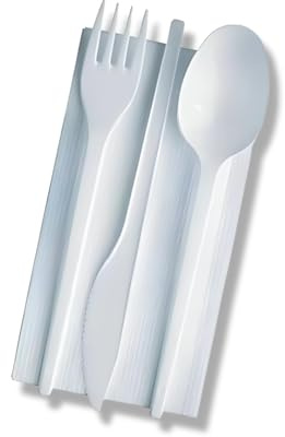 500x Tris Posate Plastica Riutilizzabili Bianche - Set Lavabile & Resistente Forchetta, Coltello, Cucchiaio - Posate da Picnic, Ufficio, Campeggio - Ecologiche & Durevoli Senza BPA