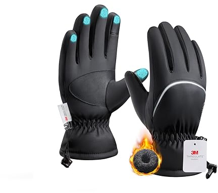 Origem Gants Hiver Homme et Femme - 3M Thinsulate Gant Chauffant Moto, Gants Thermiques Tactiles Imperméables Idéals pour Ski, Neige, Course à Pied, Cyclisme, Randonnée et Marche