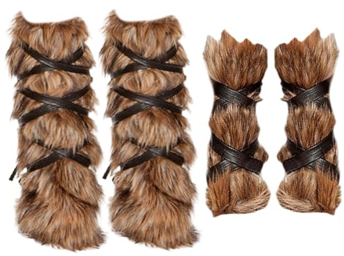 Joygoodta Mujeres de vestuario vikingo, calentadores de brazos y piernas de piel sintética, accesorios vikingos mujeres para hombres para halloween actuaciones de cosplay de cosplay