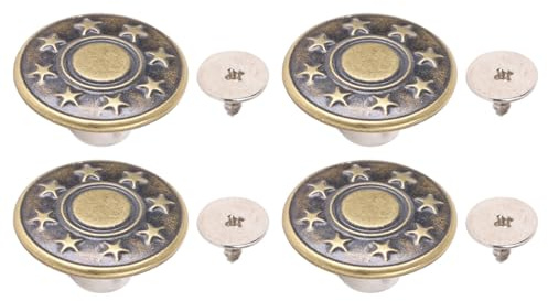 Chrees 50 uppsättningar 17 mm vintage byxknappar, stjärncirkeldesign, rostfritt stålmaterial, enkel installation, mångsidig användning, bronsfärg, med 2 x 6,5 mm spetsar PH-skruvar
