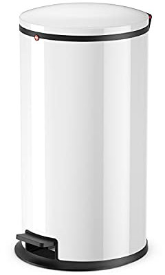 Hailo Pure L, Mülleimer aus Stahlblech , 25 Liter, Müllbeutel-Klemmringsystem, Deckeldämpfung (Soft Close), verzinkter Inneneimer, made in Germany, 0530-030