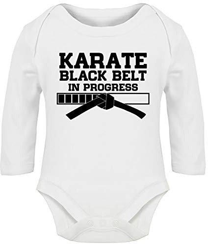 Hippowarehouse Karate Black Belt in Progress Baby Vest Bodysuit (Long Sleeve) Boys Girls