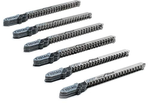 TAROSE 30-Piece T101AO 3-1/4 Inch 20 TPI Assorted T-Shank Scrolling Jig Saw Blades Set for Clean Cutting Wood