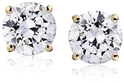 1/4 cttw Natural Diamond Earrings AGS Certified Diamond Stud Earrings for Women 14 Karat Yellow Gold Round Brilliant Shaped Earrings 4 Prong Setting with Screw Back and Post Studs