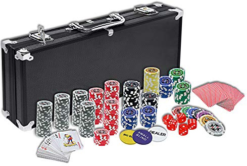 NAIZY Mallette de Poker 500 Jetons Set de Poker Laser - Set de Poker incluant 2 Jeux de Cartes, 5 Dés, Bouton Dealer/Small Blind/Big Blind Mallette de Poker en Aluminium, Couleur Noir