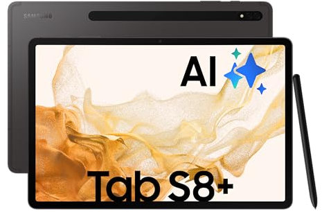 Samsung Galaxy Tab S8+, 12,4 pollici, 128 GB di memoria interna, 8 GB di RAM, Wi-Fi, tablet Android inclusa S Pen, Graphite, include 36 mesi di garanzia del produttore [esclusiva Amazon]
