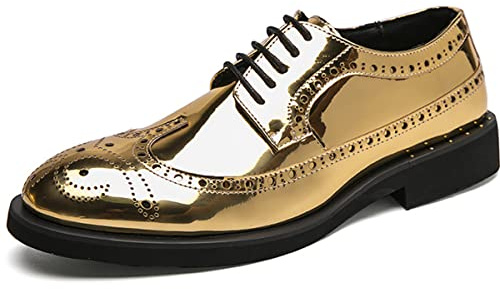 Zaylee Zapatos de noche para hombre, estilo vintage, color dorado