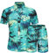 rtdgcv Regenanzug Herren Herren Mode Freizeit Hawaii Retro Print Strand Meer Urlaub Kurzarm Shorts Anzug Zweiteiler Hosenanzug Blau (Mint Green, XXXL)