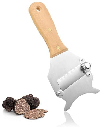 FINELYCR Taglia Tartufo, Spessore Regolabile Affetta Formaggio, Con Foro per Appendere il Manico in Legno, Affetta Tartufo per Tagliare Tartufi Cioccolato Formaggio Burro