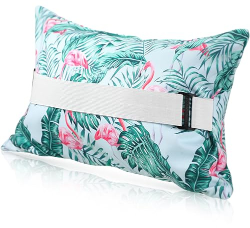 Menkxi Tropical Flamingo Inflatable Beach Pillow with Removable Cover Outdoor Pool Pillow Beach Chair Pillows for Sand Inflatable Camping Pillows for Travel Vacations
