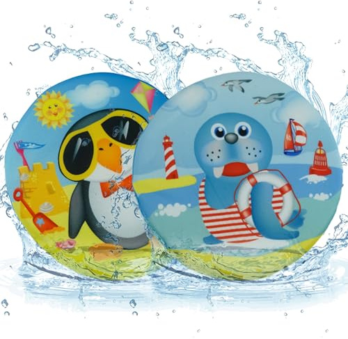 SRV Hub 2Pcs Splash Water Skimmer Flying Discs Kids, Reusable Soft Catch Flying Disc, Backyard Games Water Frisbee for Kids, Swimming Pool Floating Water Toys 18cm