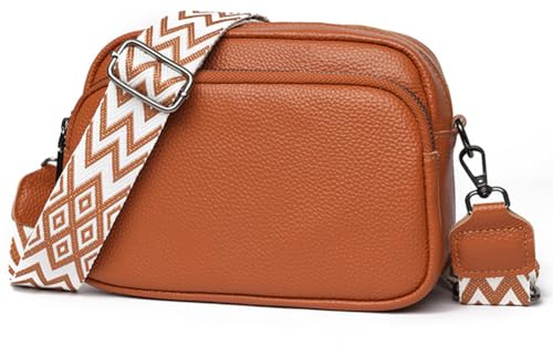 TIAASTAP Damen Umhängetasche Klein Leder Handtasche Crossbody Bag Crossbag Schultertasche Damen Tasche Moderne Taschen mit breitem Schultergurt und 3 Fächern
