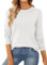 BLENCOT Women's Jumpers Women O Neck Long Sleeve Knitted Tops Sweater Lightweight Loose Ladies Pullover Knit Top for Women White