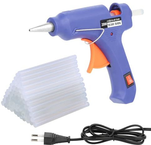 TNOMSNO Pistola per Colla a Caldo, 20W Colla a Caldo 7mm con 60 Stick, Pistola a Caldo per Colla per Arte DIY a Scuola Artigianato, Pistola Colla a Caldo Professionale