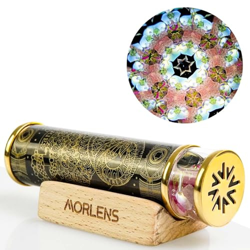 12 Constellations Aries Kaleidoscope,Handmade 4.25 Mini Kaleidoscope,Red Tourmaline Crystals Healing Stones Gems Core Box,Gift Box,Anniversary Birthday Christmas New Year Valentine's Day Present Gift