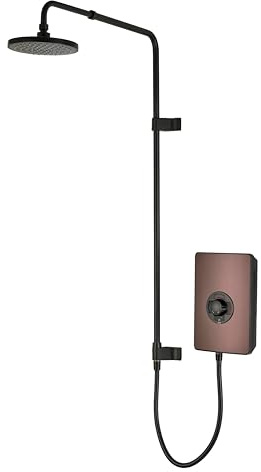 Triton Showers Collections UNIQ® | Shower Electric | 9.5 KW I Dark Bronze I Electrical Showers | with Rainfall Showerhead and Anti Twist Hose | Best Electric Shower Units for Bathrooms
