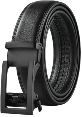 CMZYBBD Bälte Herr Äkta Läder Automatiskt Spänne Bälte för Män Elegant Casual Och Formellt Bälte För Kostymer, Jeans, Byxor-Svarta-125 Cm