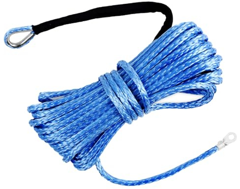 RIOOP Corda sintetica resistente per verricello da 3/16 pollici x 150 m, 3787,5 kg, corda di traino per ATV, UTV, camion, Jeep, con manicotto protettivo per estensione di rimorchio per auto