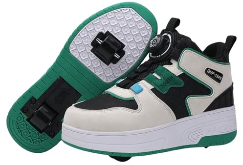 Fooceoute Chaussures de Sport à roulettes Enfants,Patins à roulettes Retractable Enfant,Multi-usages Kick Roller Shoe,Chaussure Roller pour Sports de Plein air,pour garçons et Filles et Adulte
