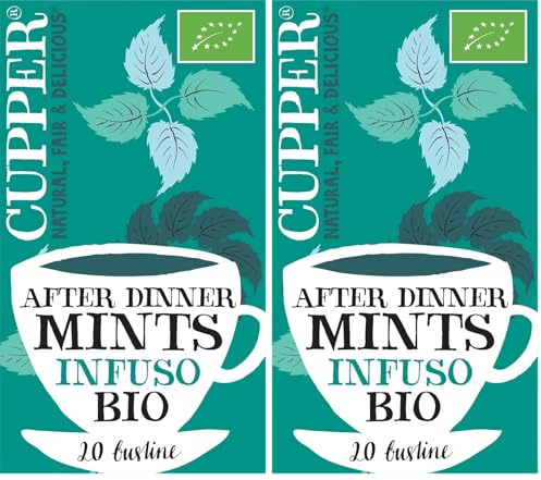 CUPPER After Dinner Mints Infuso Biologico con Doppia Menta e Finocchio, Tisana con Ingredienti Naturali Digestivo Dopo Pasto, Gusto Speziato, Filtri 100% Biodegradabili, Confezione da 40 Bustine