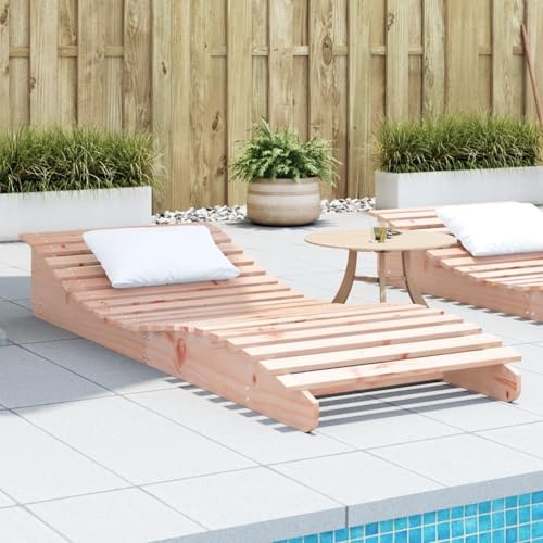 Gecheer Chaise Longue 205x80x31,5 cm Bois Massif de Douglas, Bain de Soleil inclinable de Jardin Exterieur, Lit de Jardin Transat de Plage Relax pour Camping Balcon Piscine