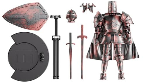Figura del robot d'azione, figura di azione del cavaliere medievale,Modello completo per il corpo del cavaliere medievale multi-giunto - Statue flessibile Figurina mobile con testa rotante a 360 gradi