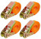 Relaxdays Spanngurte mit Ratsche, 4er Set, 4 m, 500 kg, Ladungssicherung Auto, Anhänger, reißfeste Zurrgurte, orange