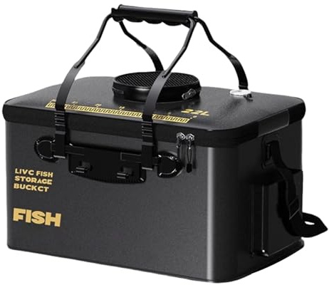 Live Bait Bucket - Outdoor Bait Storage, Angling Cooler Box | Portable Insulated Container with Lid, 22 Litre Fish Carrier Bin, Bait Holding Organizer for Sea Fishing, Lakeside, River Adventures