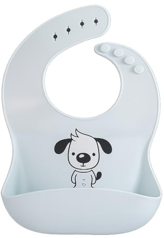 Kemi Goods Silikonhaklapp för spädbarn med stor ficka, Färg: blå, one size