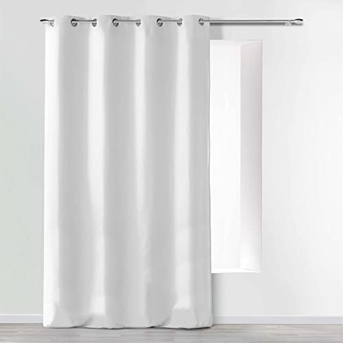 douceur d'Intérieur tenda a occhielli microfibra unita assoluto, Poliestere, Bianco, 280 x 140 cm