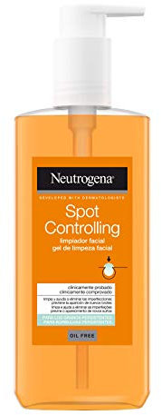 Neutrogena Spot Controlling Limpiador Facial (1 x 200 ml), gel limpiador facial con ácido salicílico para piel propensa al acné, jabón facial para los granos persistentes