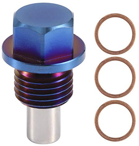 Qiilu Ölablassschraube mit Dichtungen, magnetische Ölwannenwanne aus Aluminiumlegierung Rücklaufablassschraube Anschlussadapter(M14*1.5)