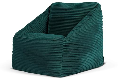 Icon Natalia Sitzsack Kinder, Blaugrün, Flauschiger Cord Stoff, Sitzsack Cord mit Füllung, Bequemer Kinder Sessel, Kuschelsessel, Lese Sessel, Schlafzimmer, Kinderzimmer, Spielzimmer
